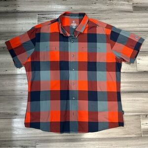 Kuhl plaid print short sleeve button down shirt size XL